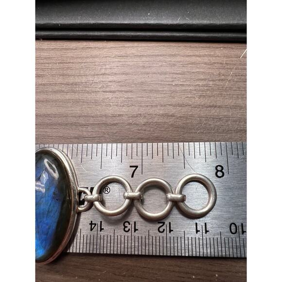 NEW Labradorite Sterling silver chunky toggle bracelet 6.5-7.75 inch 55 grams - Picture 9 of 11